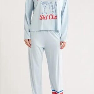 PJ Salvage Light Blue Tee with Red APRÈS & Navy Graphics NWT